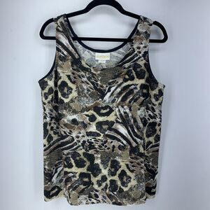 Vtg Jordana Womens M Tank Top Animal Print Festival Boho Hippie 90’s‎ USA